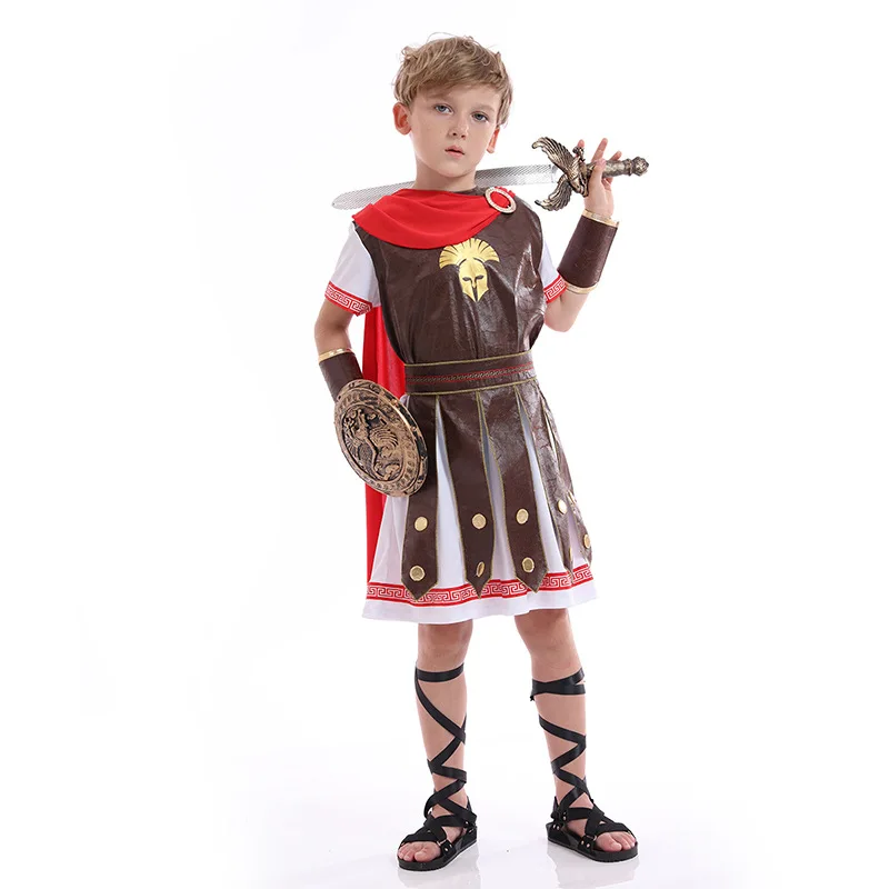 

Carnival Children Performance Costume Boys Spartan Warrior Ancient Rome Gladiator Prince Role-playing Outfit
