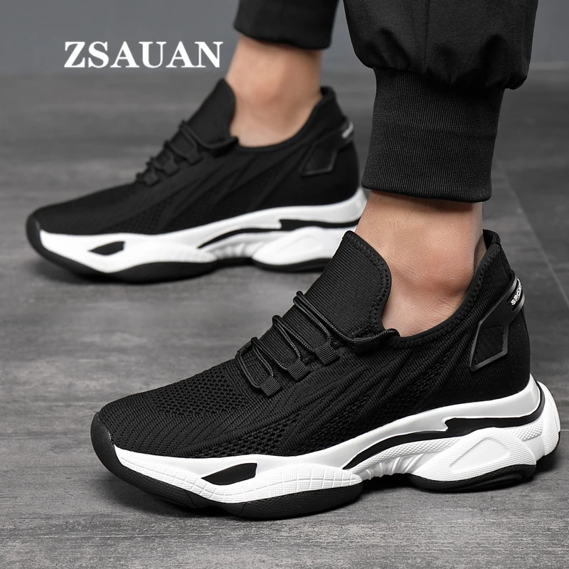 

Men Sneaker Casual Shoes Flat/ 6/ 8 cm Elevator Mesh Summer Height Increase Mens Chunky Tenis Masculino Heighten Taller