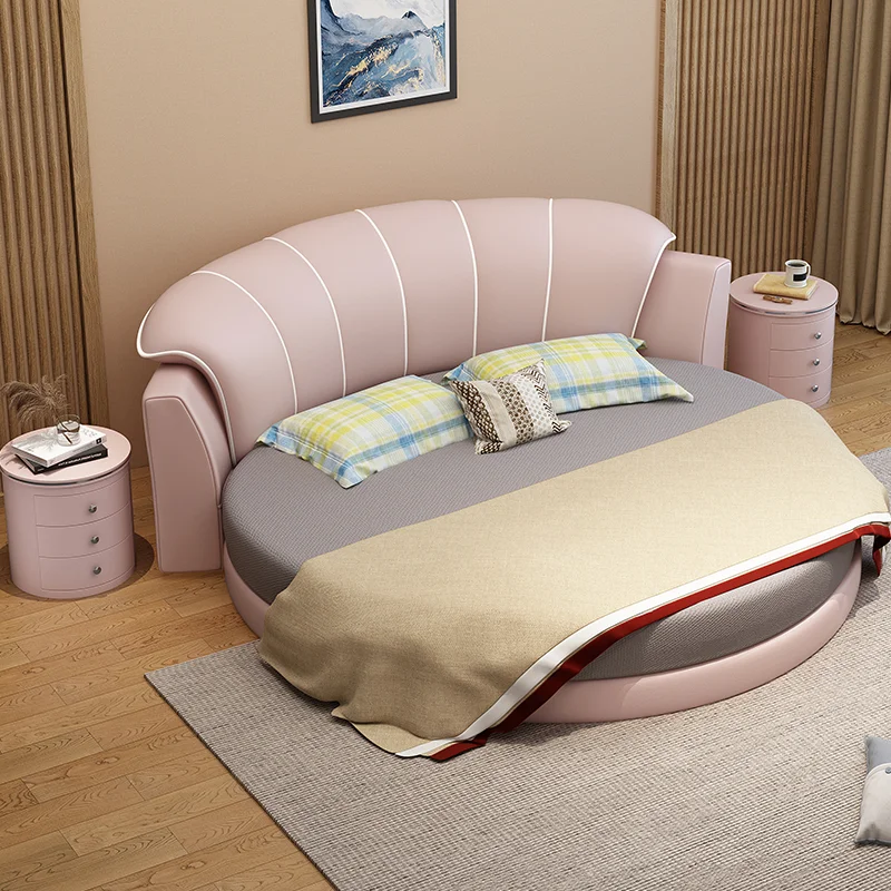 

Queen Frames Modern Bed Round Custom Master Floor Luxury Bed Girl Design Sleeping Muebles Para Dormitorio Nordic Furniture