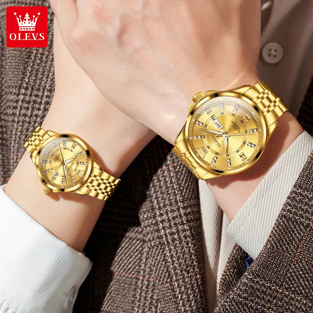 OLEVS-Montre-bracelet à quartz étanche pour couple, montres de marque de luxe, date Shoe, cadeau amoureux des travailleurs, tendance de la mode, originale 4