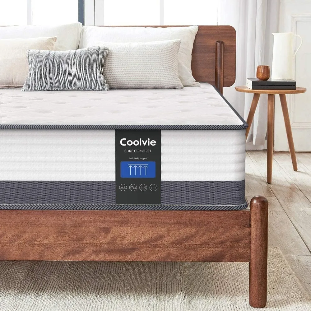 

Coolvie матрас для двуспальной кровати, гибридный матрас размером 10 дюймов, матрас для двуспальной кровати в коробке с изоляцией движения и охлаждением сна