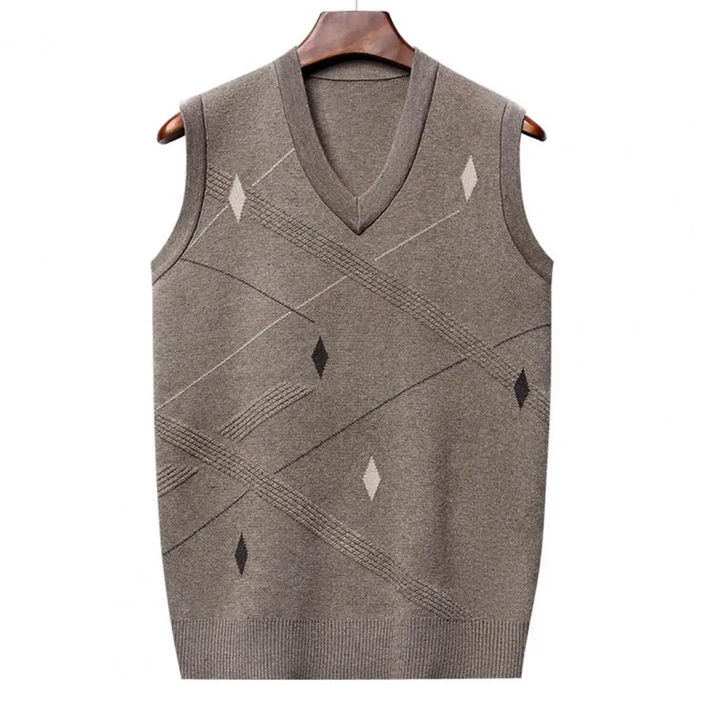 Men Fall Winter Vest Geometric Print V Neck Sleeveless Loose Knitted Thick Warm Soft Mid Length Applique Pullover Men Spring Swe
Men Fall Winter Vest Geometric Print V Neck Sleeveless Loose Knitted Thick Warm Soft Mid Length Applique Pullover Men Spring Swe