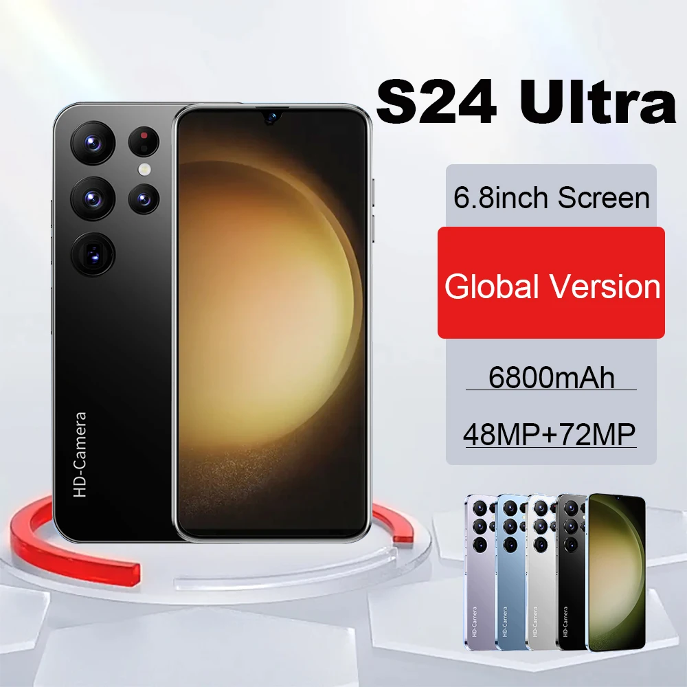 

Смартфон S24 Ultra, Android 5G, оригинальные мобильные телефоны, экран 16 ГБ + 1 ТБ, двойные мобильные телефоны STM, 6800 мАч, мобильный телефон с функцией распознавания лица