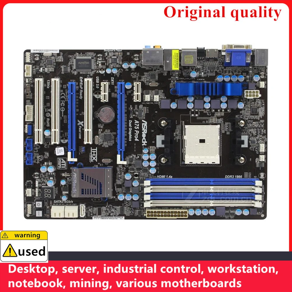 

Used For ASROCK A75 PRO4 Motherboards Socket FM1 DDR3 16GB For AMD A75 Desktop Mainboard SATA III USB3.0