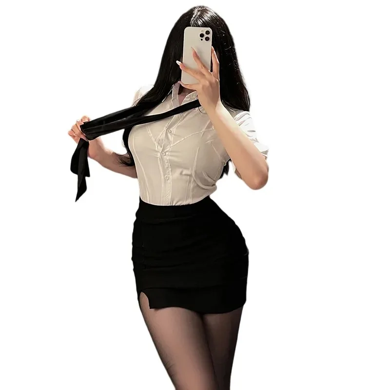 

Office Lady Roleplay Sexy Lingerie OL Secretary Erotic Uniform Teacher Cosplay Costume Open Bra See Through Shirt Pencil Skirt