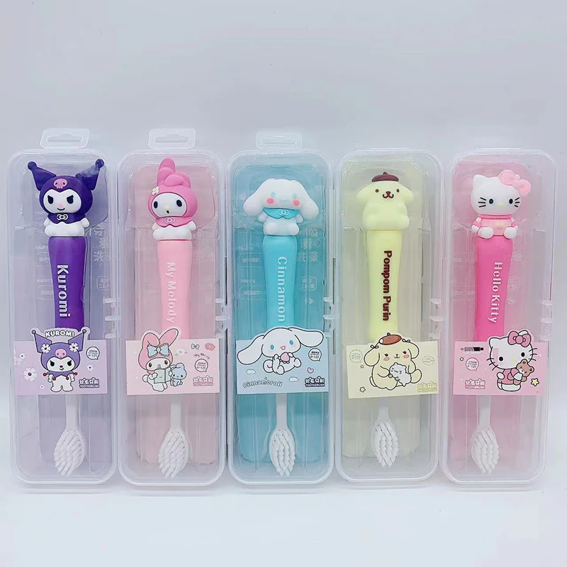 

Kawaii Sanrio Anime Toothbrush Cute Cinnamoroll My Melody Cartoon Sweet Little Fresh Soft Bristle Toothbrush Gifts for Children
