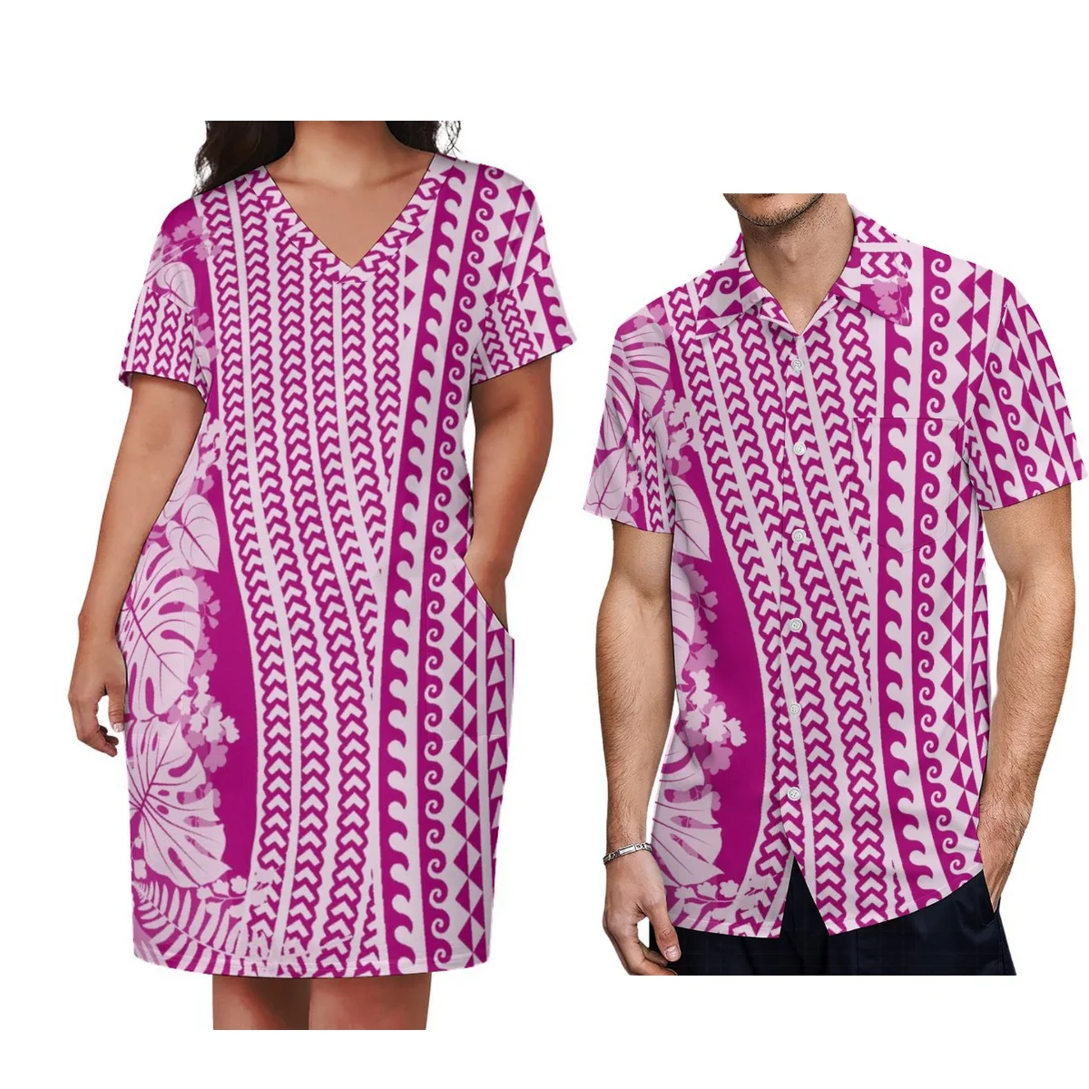 

Женское платье с коротким рукавом и V-образным вырезом, гавайская Полинезия