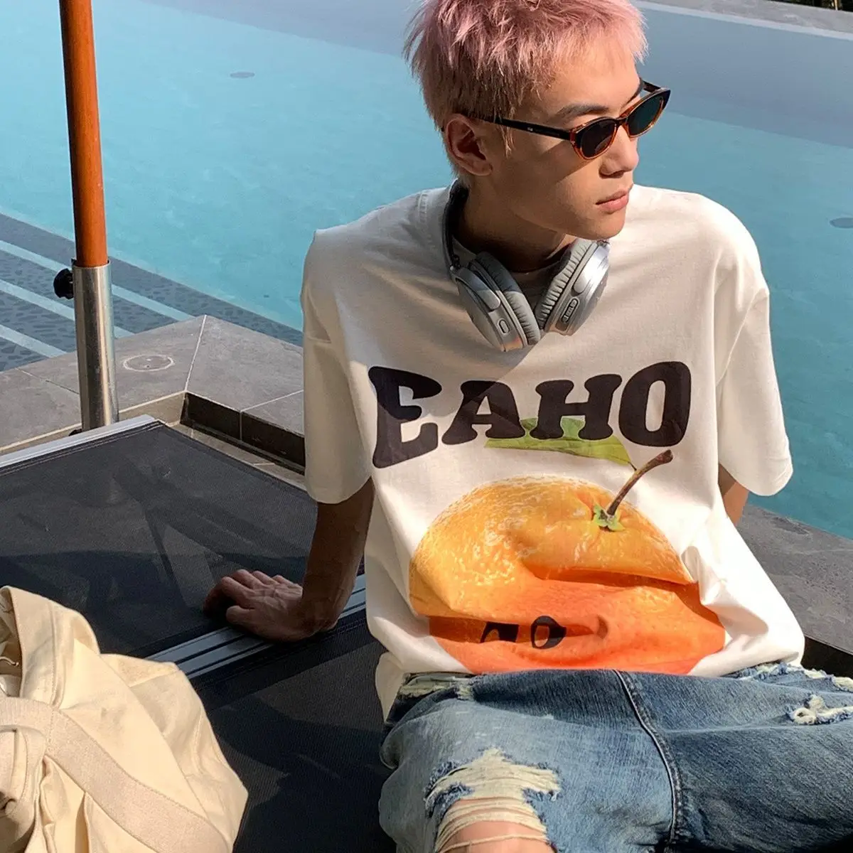 Pure cotton Korean style summer new orange fruit print short-sleeved T-shirt for men and women casual and versatile trendy style
Pure cotton Korean style summer new orange fruit print short-sleeved T-shirt for men and women casual and versatile trendy style