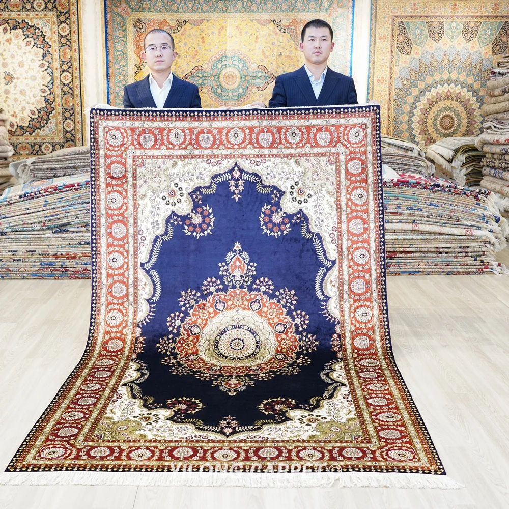 152x244cm Handwoven Persian Blue Rugs Antique Classic Medallion Silk Carpet (LH959B)
152x244cm Handwoven Persian Blue Rugs Antique Classic Medallion Silk Carpet (LH959B)