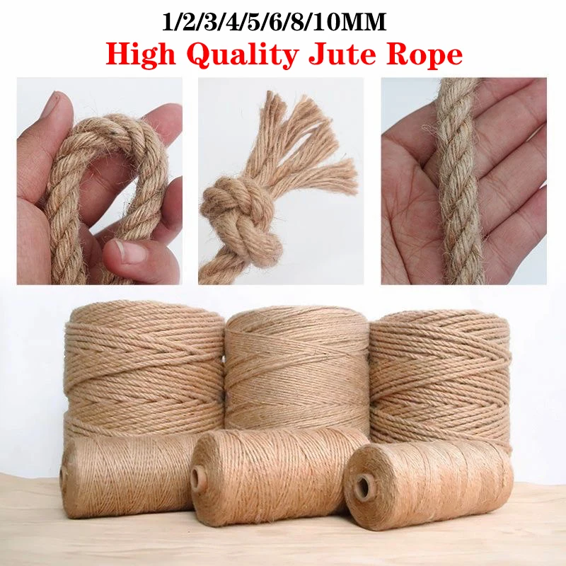 Natural Vintage Jute Rope String 1/2/3/4/5/6/8/10mm DIY Jute Cord Twine Ribbon Crafts Sewing Handwork Gift Wrap Home Decoration Natural Vintage Jute Rope String 1/2/3/4/5/6/8/10mm DIY Jute Cord Twine Ribbon Crafts Sewing Handwork Gift Wrap Home Decoration