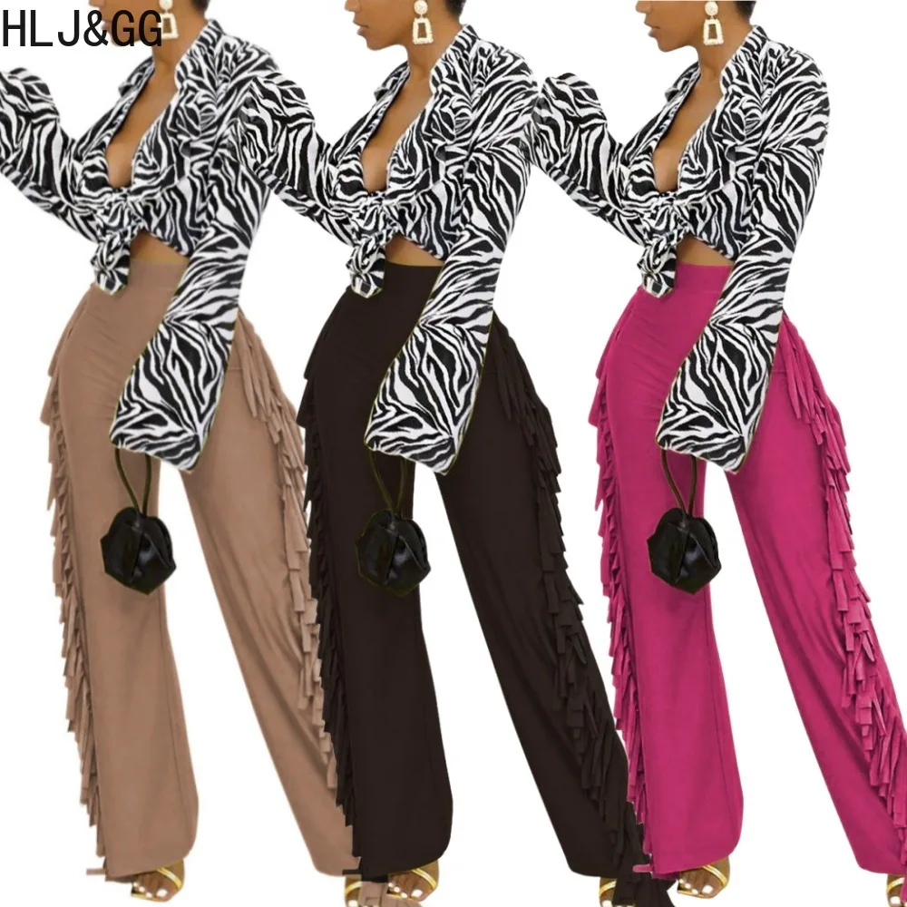 

HLJ&GG Fashion Solid Color Tassels Wide Leg Pants Women High Waisted Straight Trousers Casual Female Matching OL Bottoms 2024