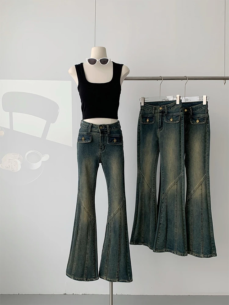 American Retro Blue Bell Bottoms Low Waist Flare Jeans Slim Women Fashion Denim Pant Trousers Y2K Hip Hop High Street Streetwear
American Retro Blue Bell Bottoms Low Waist Flare Jeans Slim Women Fashion Denim Pant Trousers Y2K Hip Hop High Street Streetwear
