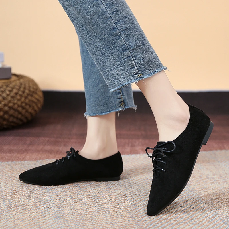 Fashion Pointed Shoes Female Shoes Daily Casual Shoes Classics Black Lace-Up Comfortable Flats Women's Flat Shoes 2022 Autumn
Fashion Pointed Shoes Female Shoes Daily Casual Shoes Classics Black Lace-Up Comfortable Flats Women's Flat Shoes 2022 Autumn