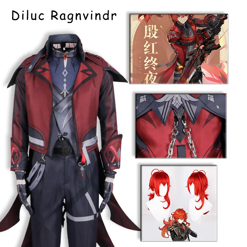 Genshin Impact Diluc Ragnvindr Cosplay Carnival New Skin Red Uniform Wig Sets Unisex Halloween Party Suit Character Roleplaying
Genshin Impact Diluc Ragnvindr Cosplay Carnival New Skin Red Uniform Wig Sets Unisex Halloween Party Suit Character Roleplaying