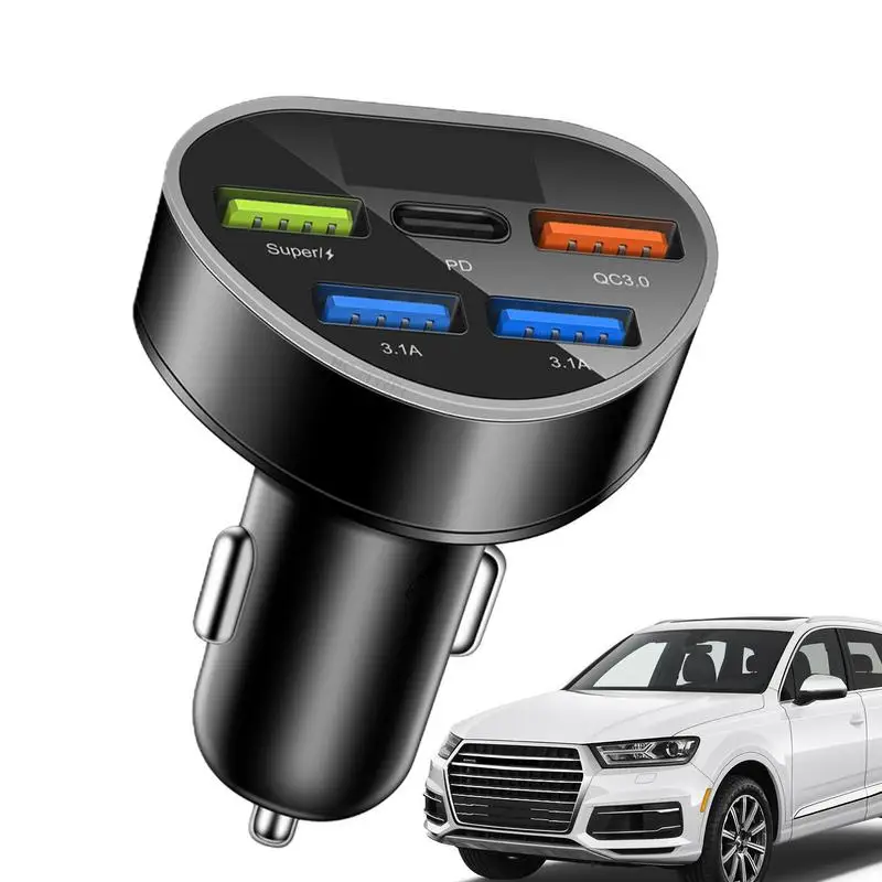 Автомобильное зарядное устройство USB Тип C PD QC 3,0, 66 Вт, 5 в 1, адаптер для быстрой зарядки со светодиодным дисплеем напряжения, автомобильное зарядное устройство для телефона
Автомобильное зарядное устройство USB Тип C PD QC 3,0, 66 Вт, 5 в 1, адаптер для быстрой зарядки со светодиодным дисплеем напряжения, автомобильное зарядное устройство для телефона