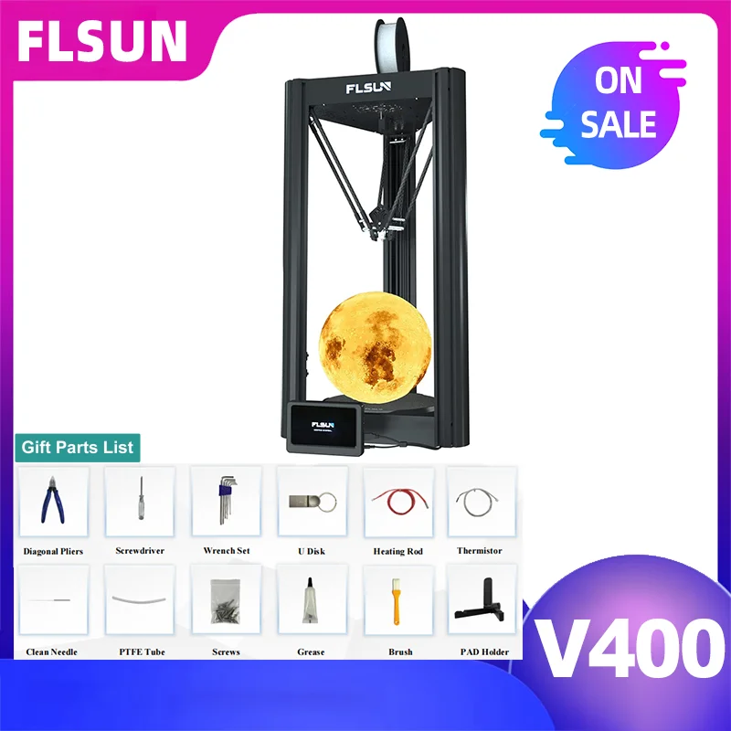 

FLSUN V400 Flsun 3D Printer Delta FDM 600mm/s High Speed Printing size φ300mm*300mm*410mm