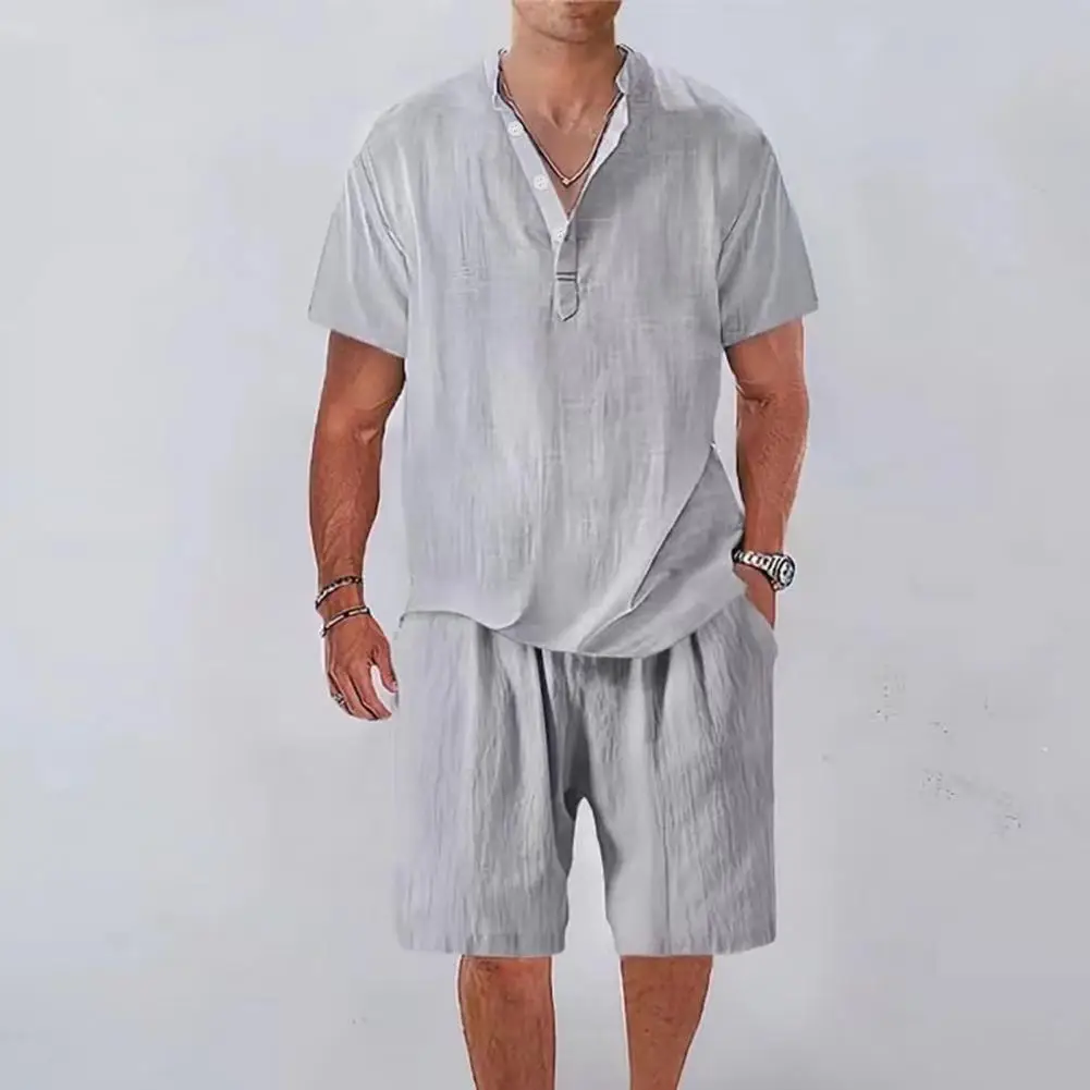 Casual Tops Wide Leg Shorts Set Stylish 2-piece Men's Casual Sport Outfit V-neck Shirt Elastic Waistband Shorts with for Summer
Casual Tops Wide Leg Shorts Set Stylish 2-piece Men's Casual Sport Outfit V-neck Shirt Elastic Waistband Shorts with for Summer