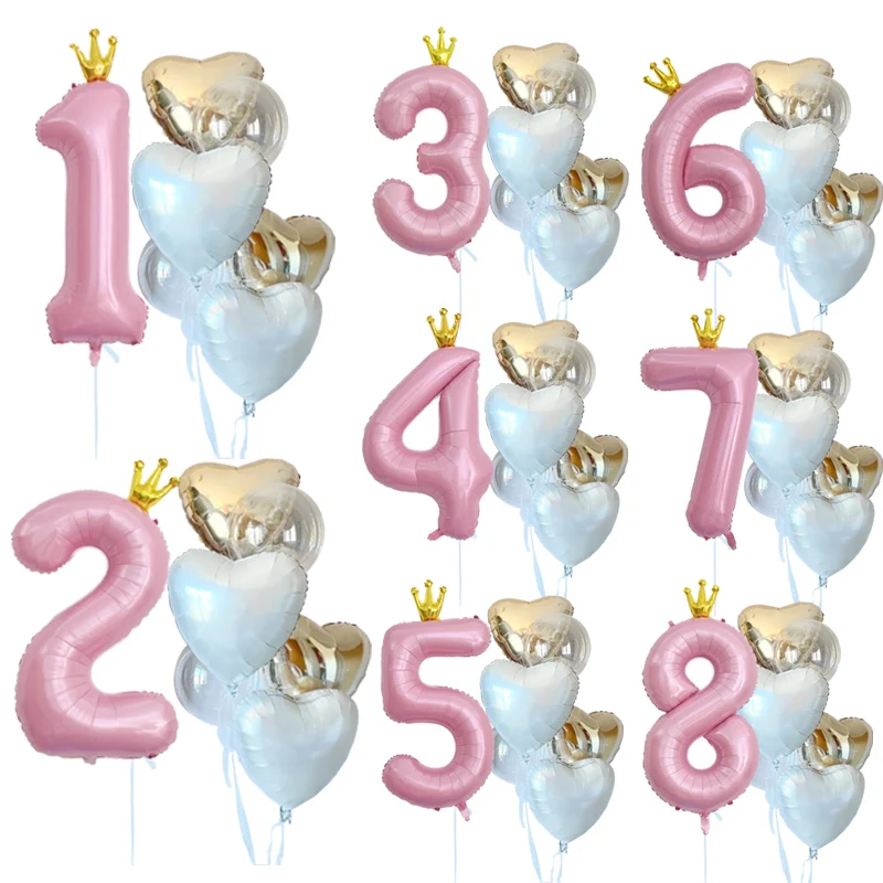 7Pcs Crown Pink Number 1234 White Rose Gold Heart Balloons Helium Ballons Happy Birthday Party Decorations Kids Baby Shower
7Pcs Crown Pink Number 1234 White Rose Gold Heart Balloons Helium Ballons Happy Birthday Party Decorations Kids Baby Shower