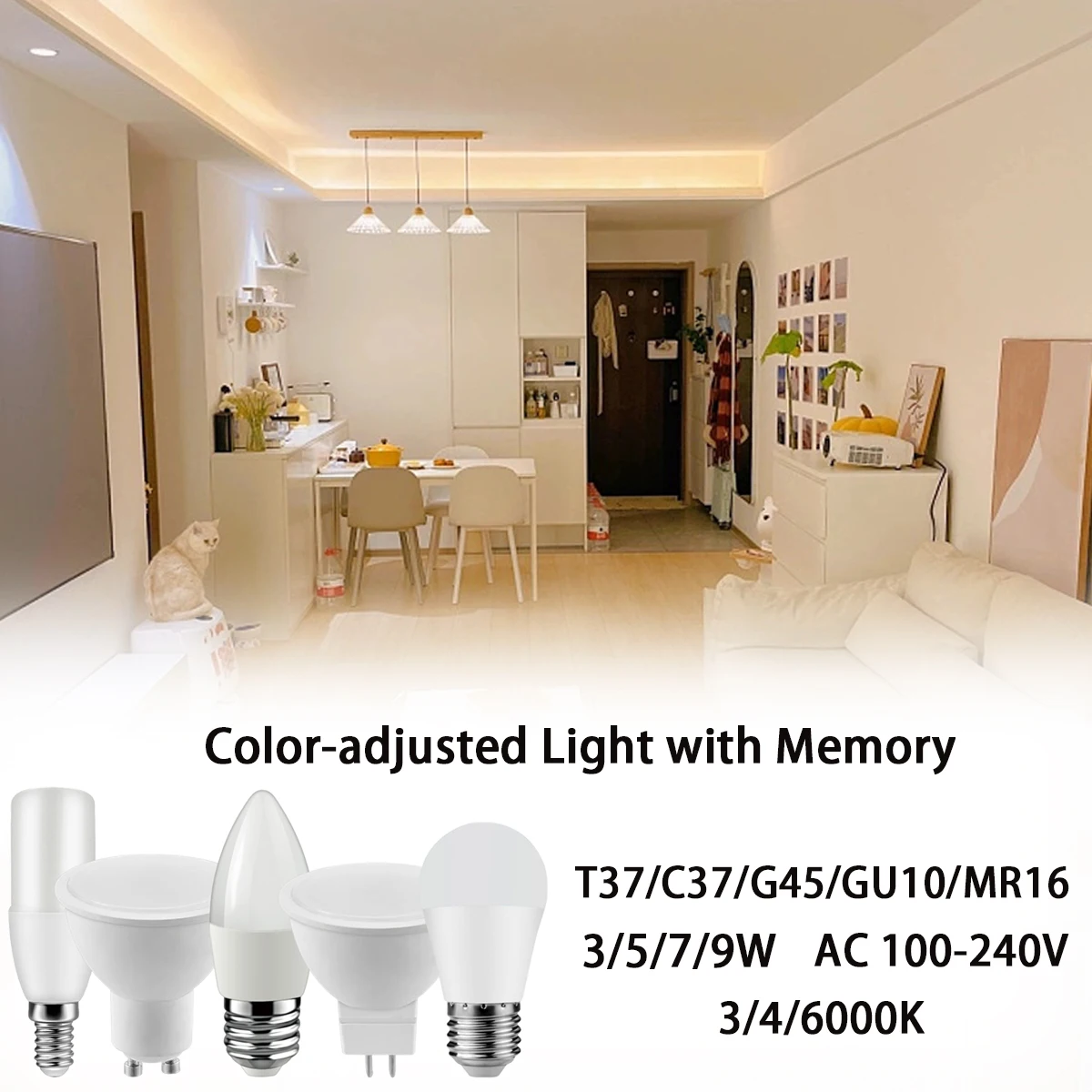 

New Style LED Smart Bulb 3 Color-Adjusted with Memory 2PCS 3W-7W AC100-240V B22 E27 E14 High light efficiency without flicker