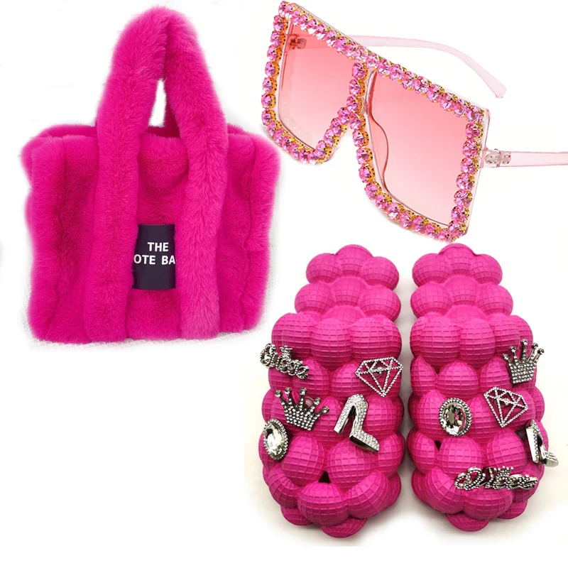 Women Summer New Bubble Shoes Anti-slip Massage Slippers Fashion Plush Tote Bag Large Capacity One-shoulder Fur Bag Shoe Bag Set
Women Summer New Bubble Shoes Anti-slip Massage Slippers Fashion Plush Tote Bag Large Capacity One-shoulder Fur Bag Shoe Bag Set