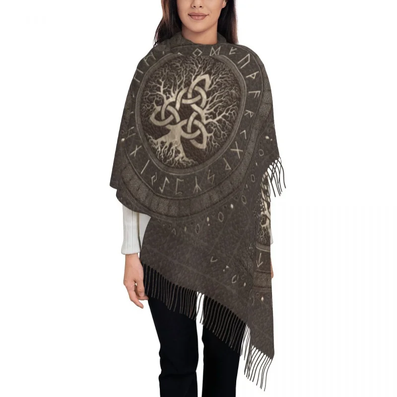 Tree Of Life With Triquetra Brown Leather And Gold Tassel Scarf Soft Viking Norse Yggdrasil Shawls Wraps Winter Fall Scarves
Tree Of Life With Triquetra Brown Leather And Gold Tassel Scarf Soft Viking Norse Yggdrasil Shawls Wraps Winter Fall Scarves