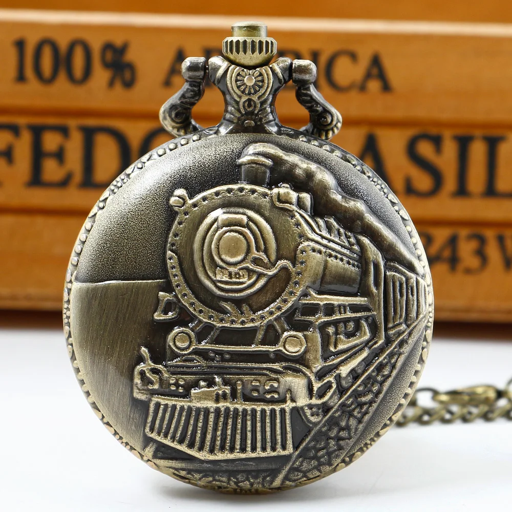 

Train Locomotive Engine Quartz Pocket Watch Steampunk Necklace Chain Best Gifts for Men Women Antique Collectibles reloj hombre