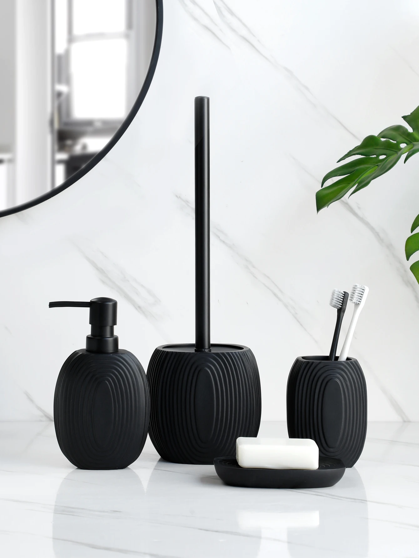 

4pcs Bathroom Accessories set Soap Lotion Dispenser Toothbrush Holder Soap Dish Tumbler Pump Bottle Cup Toilet brush holder