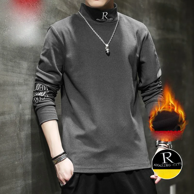 Fashion Stand Collar Solid Color Letter Embroidery T-Shirt Men's Clothing 2023 Winter Loose Casual Tops Korean Warm Tee Shirt
Fashion Stand Collar Solid Color Letter Embroidery T-Shirt Men's Clothing 2023 Winter Loose Casual Tops Korean Warm Tee Shirt