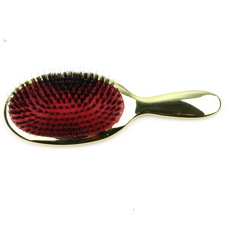 

1 pc Luxury Gold And Silver Color Boar Bristle Paddle Hair Brush Oval Hair Brush Anti Static Hair Comb Hairdressing Massage Comb