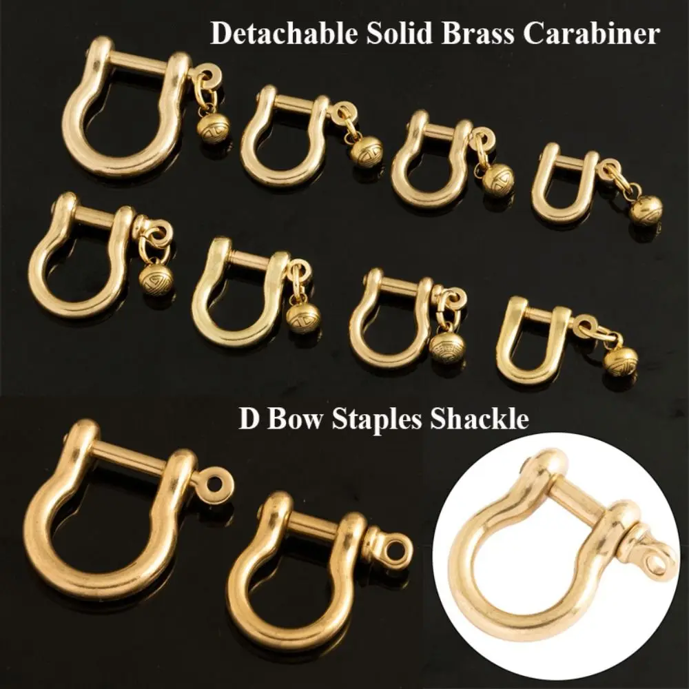 

Removable D Bow Staples Solid Brass Carabiner 10 Sizes Screw Joint Connector for Luggage DIY Accessories