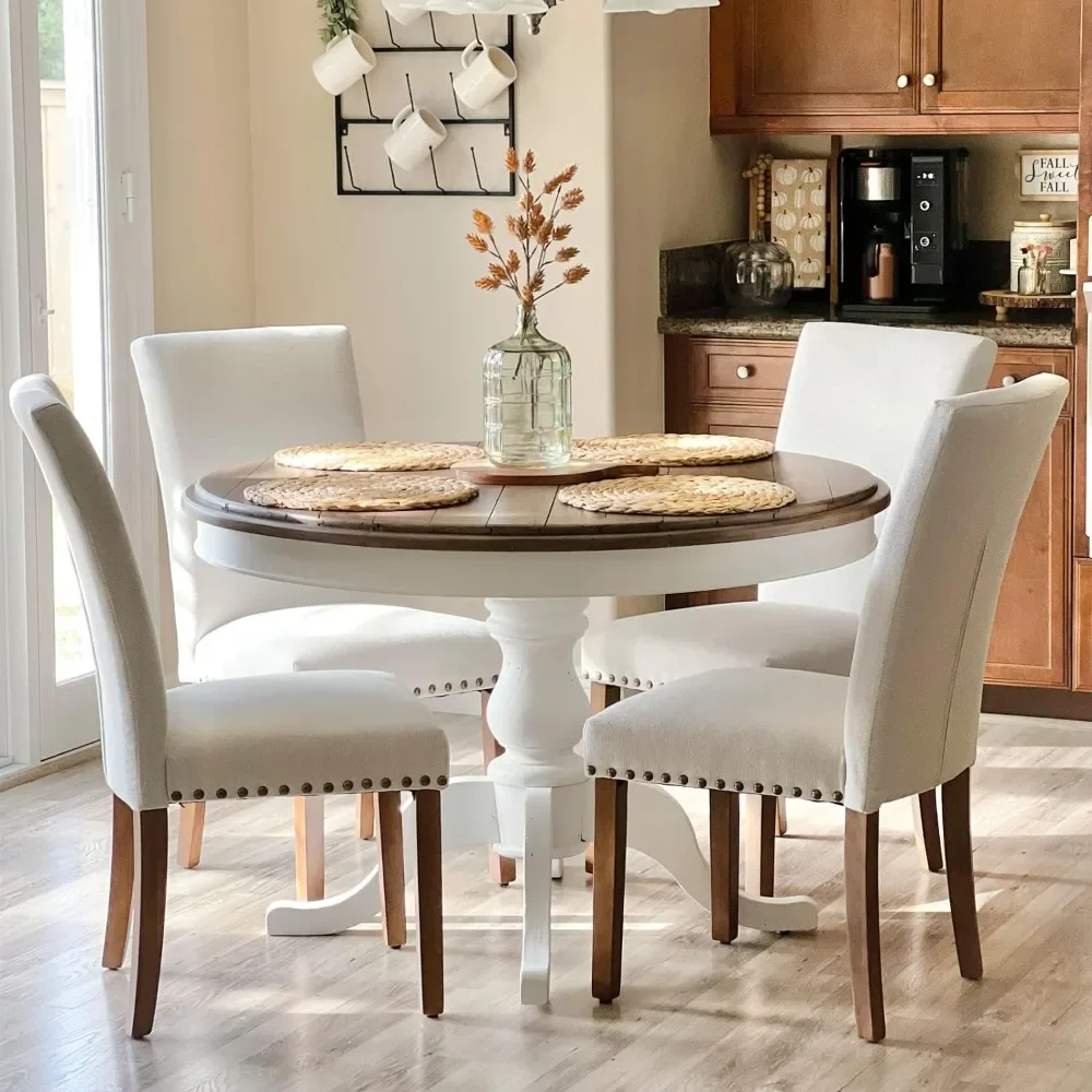 Upholstered Parsons Dining Chairs Set of 4, Fabric Dining Room Kitchen Side Chair with Nailhead Trim and Wood Legs - Beig
Upholstered Parsons Dining Chairs Set of 4, Fabric Dining Room Kitchen Side Chair with Nailhead Trim and Wood Legs - Beig