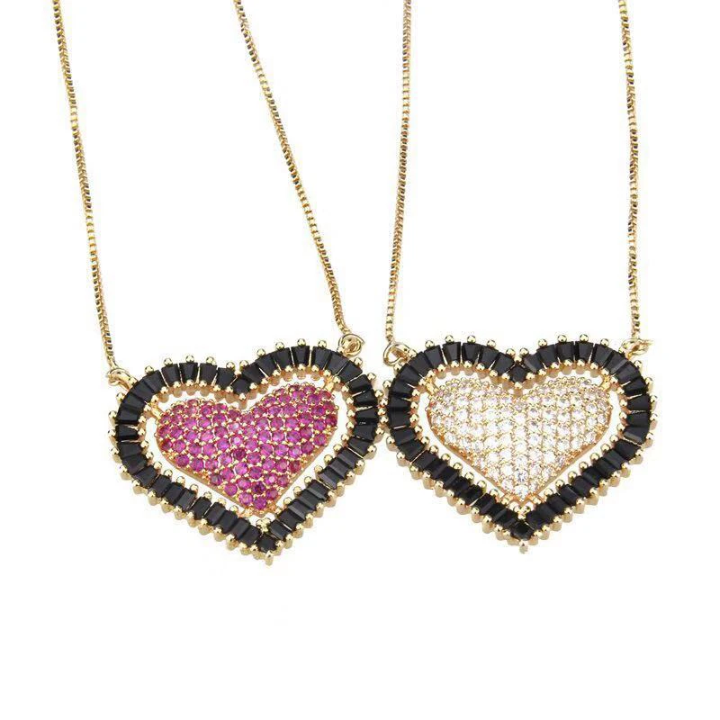 

Fashion Big Heart Design Necklace for Women Gold Color Chain Love Necklace Pendant Women's Fashion Jewelry CZ Colar Feminin P20