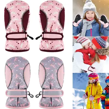 방풍 방수 두꺼운 따뜻한 겨울 어린이 스키 장갑, 긴팔 벙어리 장갑, 스노우 스노우보드, 야외 라이딩