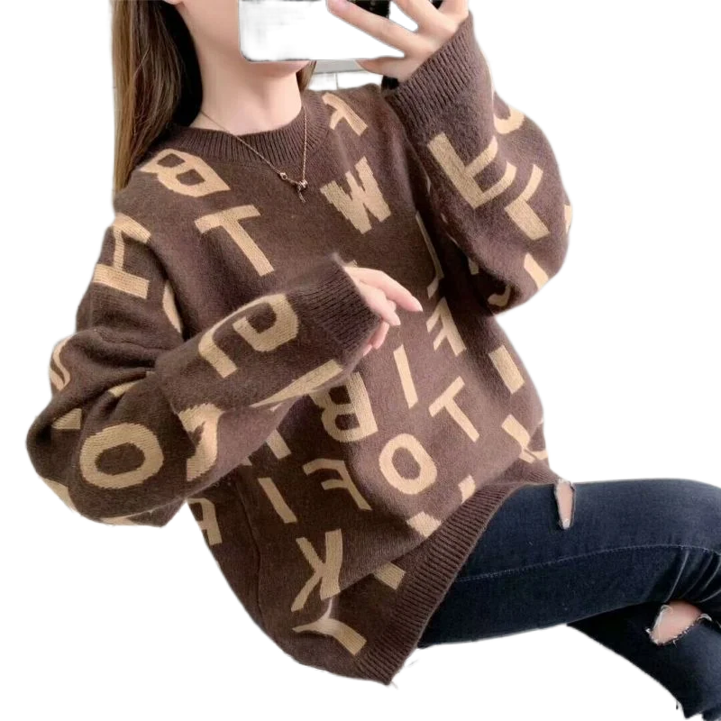 Women's Clothes Spring and Autumn Korean Round Neck Loose Knitted Sweater Pullover Jacquard Tops
Women's Clothes Spring and Autumn Korean Round Neck Loose Knitted Sweater Pullover Jacquard Tops