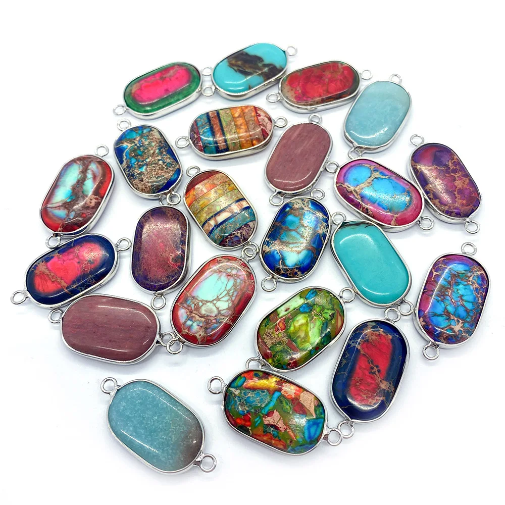 Imperial Stone Oval Pendants Emperor Stone 2 Hole Connector Pine Stone Jewelry DIY Making Necklace Bracelets Charms Accessories
Imperial Stone Oval Pendants Emperor Stone 2 Hole Connector Pine Stone Jewelry DIY Making Necklace Bracelets Charms Accessories