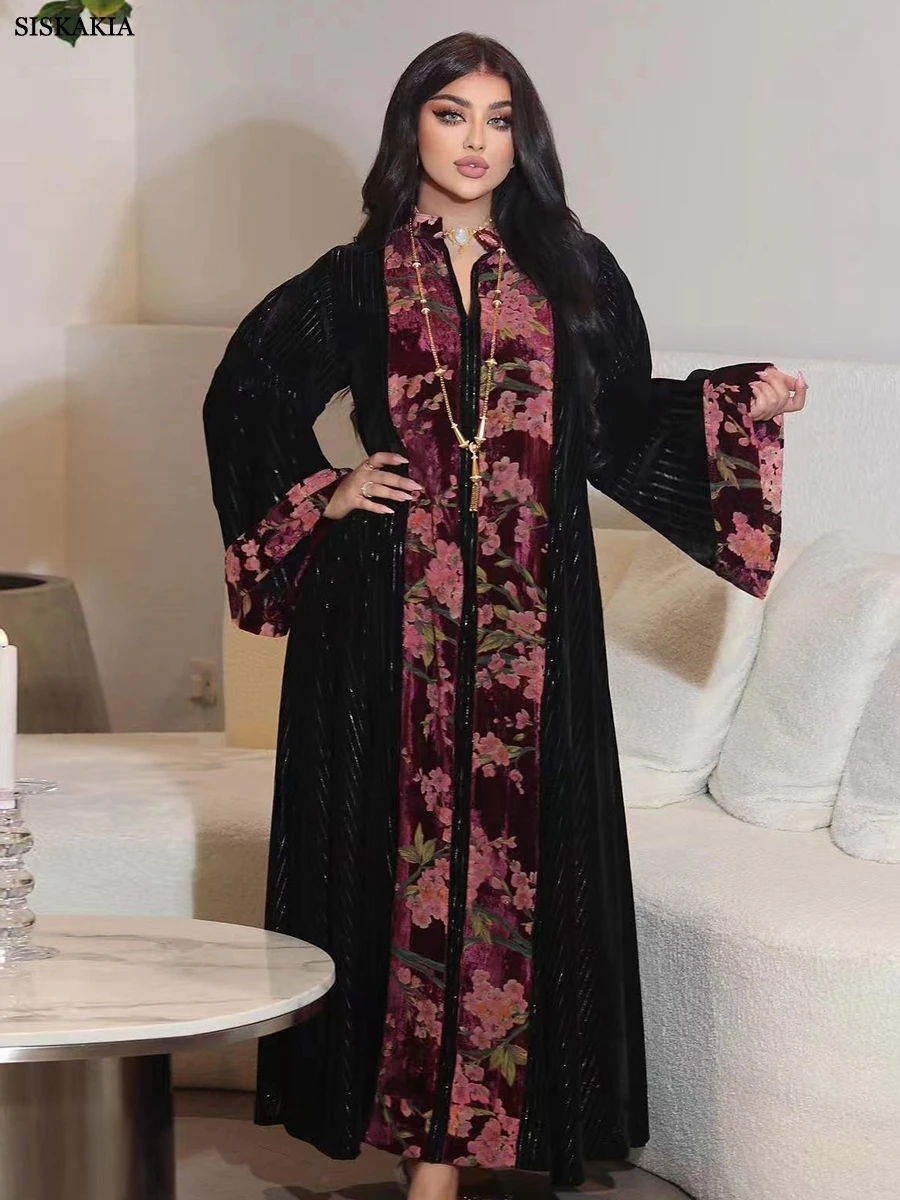 Siskakia Dubai Arab Velvet Autumn Winter Printing Abaya Contrast Color Fashion Party Dresses Eid Soft Casual Muslim Saudi Robe
Siskakia Dubai Arab Velvet Autumn Winter Printing Abaya Contrast Color Fashion Party Dresses Eid Soft Casual Muslim Saudi Robe