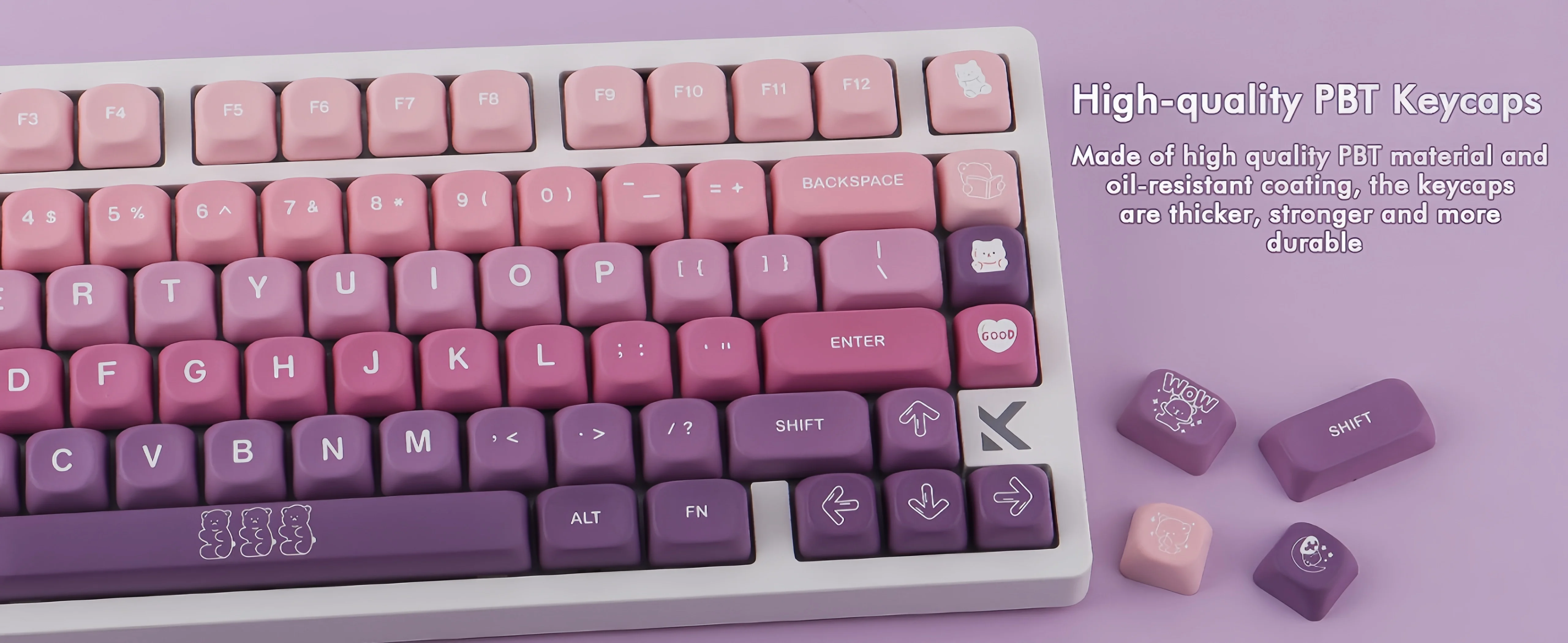 Five side dye sub MOA profile keycaps keyboard layout