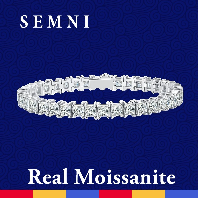 SEMNI Customizable Total 19.5ct 4*4mm Moissanite Tennis Bracelet for Women Men 925 Sterling Silver Luxury Bangle Sparkle Diamond
SEMNI Customizable Total 19.5ct 4*4mm Moissanite Tennis Bracelet for Women Men 925 Sterling Silver Luxury Bangle Sparkle Diamond