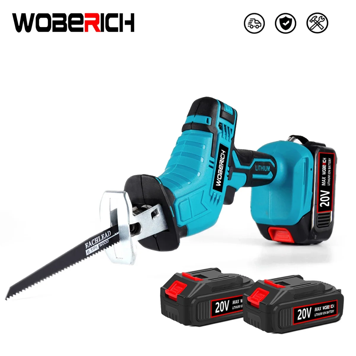 Cordless Electric Reciprocating Saw Wood Metal Cutting Saw Lithium Battery Saber Saw Portable Saw Power Tool with 2 battery
Cordless Electric Reciprocating Saw Wood Metal Cutting Saw Lithium Battery Saber Saw Portable Saw Power Tool with 2 battery