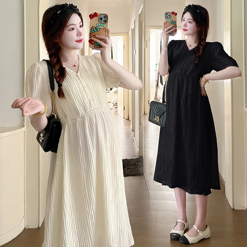 Summer Korean Style Maternity Oversized Dress Short Sleeve V-Neck Button Fly High Waist Pregnant Woman Chiffon Dress Loose Dress
Summer Korean Style Maternity Oversized Dress Short Sleeve V-Neck Button Fly High Waist Pregnant Woman Chiffon Dress Loose Dress