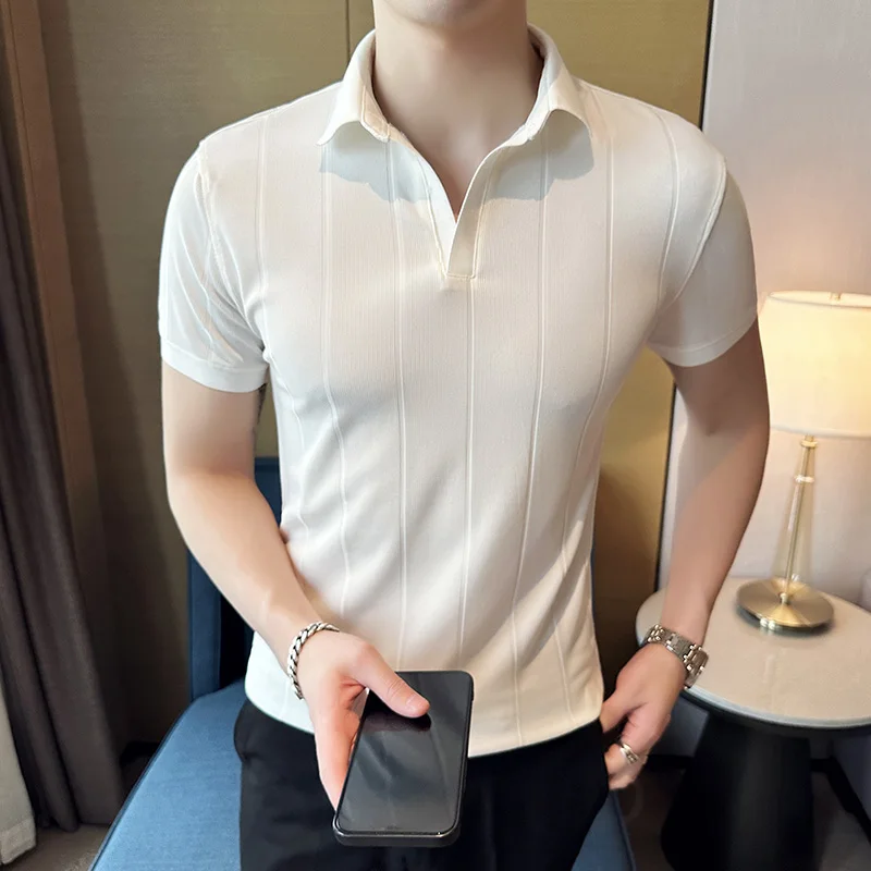 Business Casual Men Polo Shirt Simple Stripes Solid Color Summer Short-sleeved Polo Shirt Fashion Street Wear Oversized Clothes
Business Casual Men Polo Shirt Simple Stripes Solid Color Summer Short-sleeved Polo Shirt Fashion Street Wear Oversized Clothes