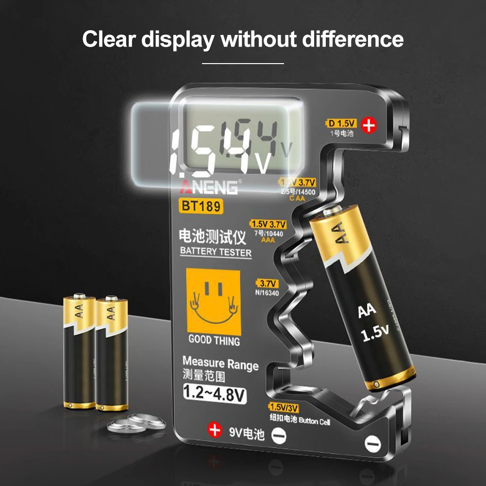 Batteries Tester Digital Capacity Universal Button For Lithum 9V AA AAA N DC Cell Batteries Tester Checker BT168 Power
Batteries Tester Digital Capacity Universal Button For Lithum 9V AA AAA N DC Cell Batteries Tester Checker BT168 Power