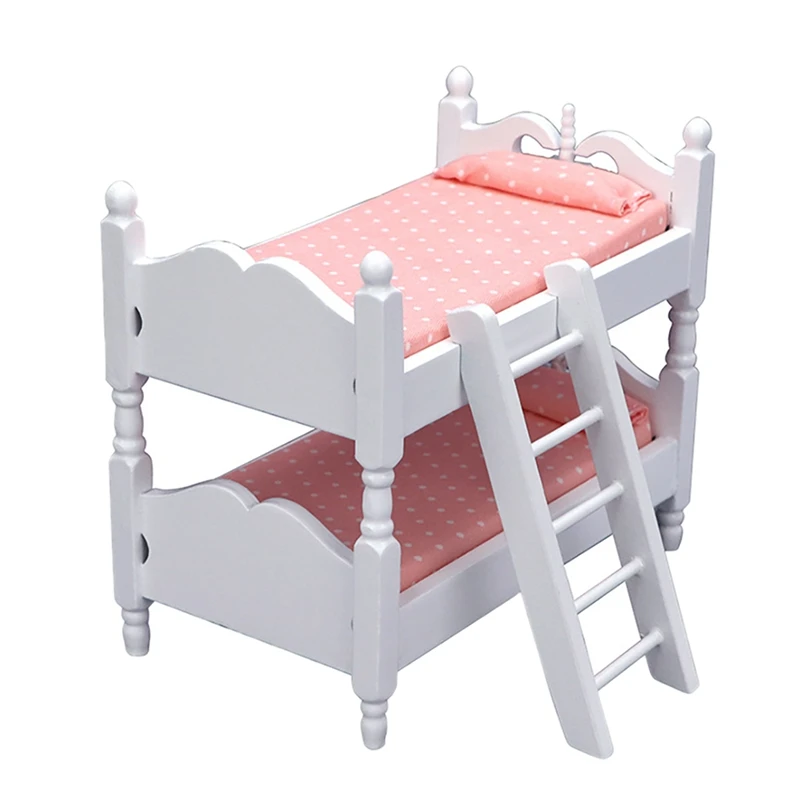 

1/12 Scale Wooden Dollhouse Furniture Of Baby Bunk Bed With Ladder For Miniature Dollhouse Accessories-Drop Ship