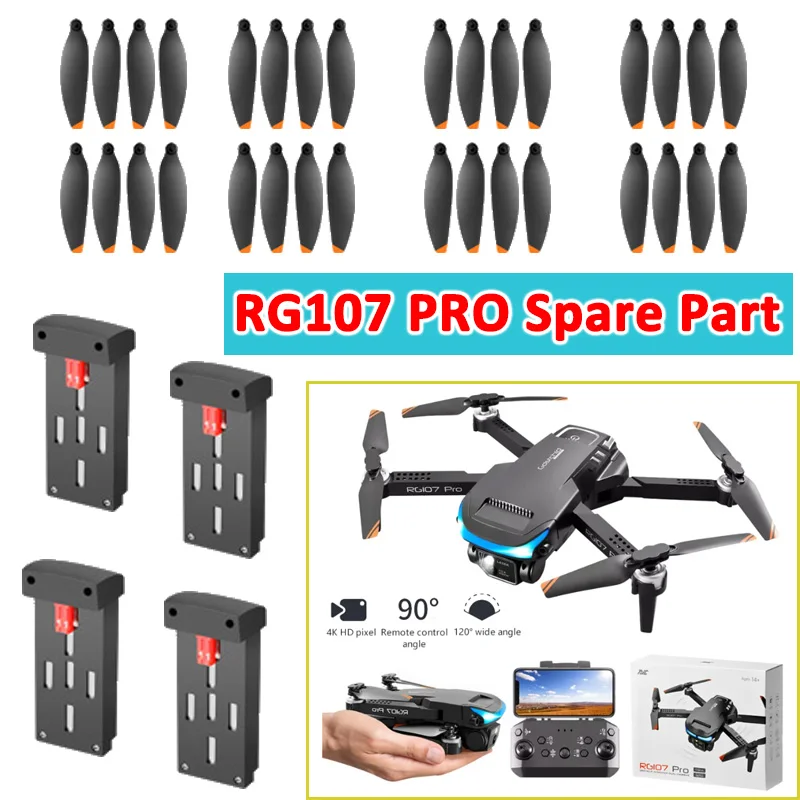 Запасной элемент для дрона RG107 PRO 4K, главный пропеллер, зарядное устройство USB, аккумулятор, пульт дистанционного управления, аксессуар RG107Pro