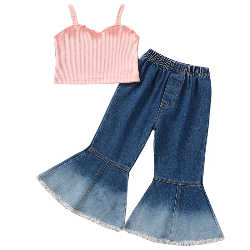 2Piece Set Summer Toddler Girl Clothes Fashion Sleeveless Cotton Pink Cute Baby Tops+Flared Jeans Boutique Kid Clothing BC2454
2Piece Set Summer Toddler Girl Clothes Fashion Sleeveless Cotton Pink Cute Baby Tops+Flared Jeans Boutique Kid Clothing BC2454