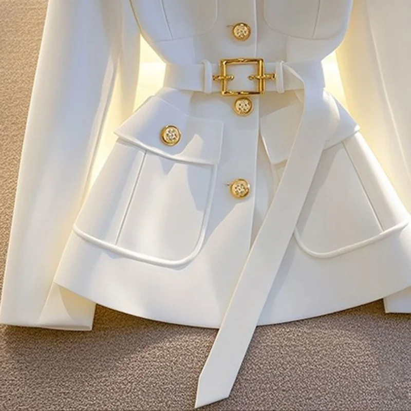Women Blazer Coat New 2025 Autumn Long Sleeve Casual Single Breasted Elegant Office Waist Ladies Suit Jacket Lady Outerwear Tops Women Blazer Coat New 2025 Autumn Long Sleeve Casual Single Breasted Elegant Office Waist Ladies Suit Jacket Lady Outerwear Tops