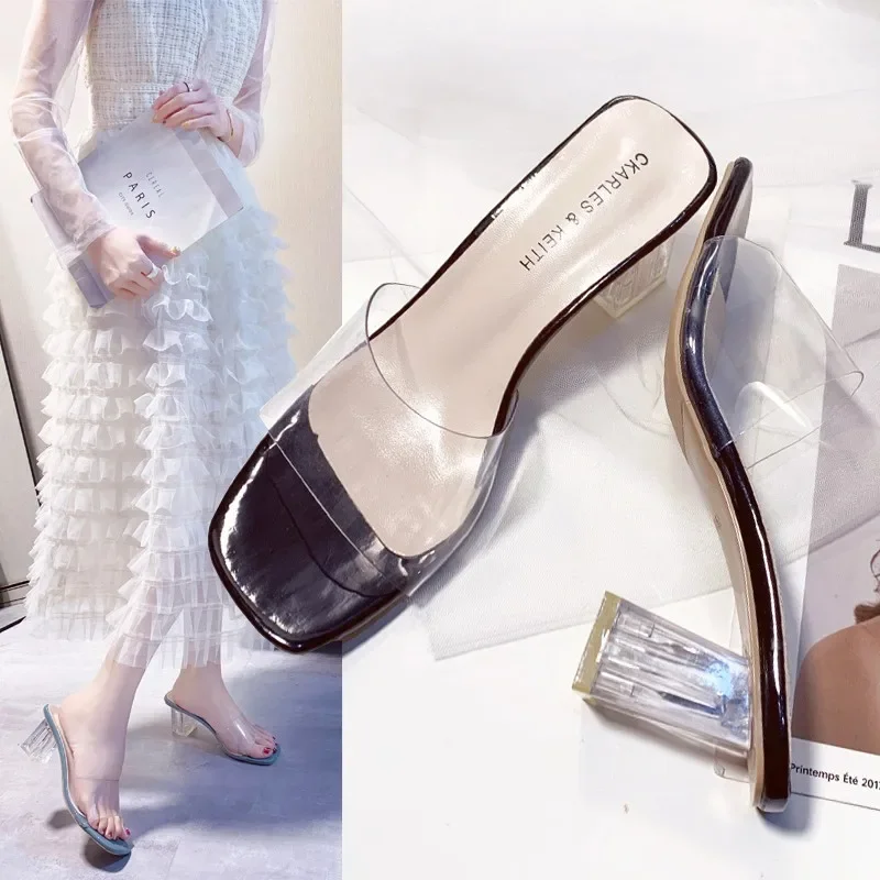 Summer High Heels Women Shoes Fashion Transparent Heels Sexy Hollow Breathable Slippers Square Toe Female Clear Heels Slides
Summer High Heels Women Shoes Fashion Transparent Heels Sexy Hollow Breathable Slippers Square Toe Female Clear Heels Slides