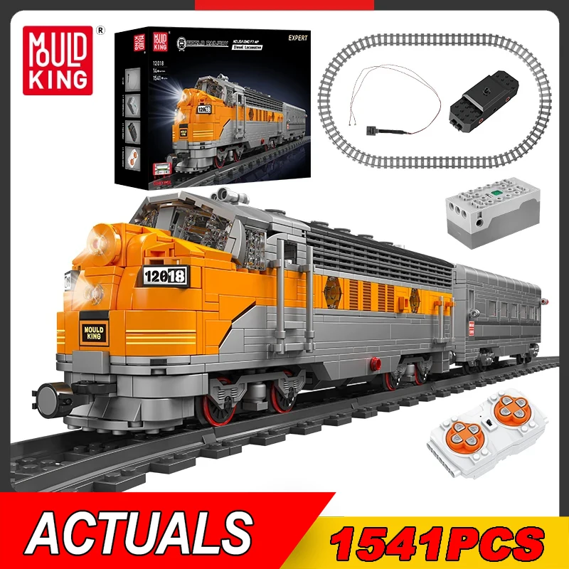 

MOULD KING 12018 Technical RC EMD F7 WP Diesel Locomotive Building Block Remote Control Train Bricks Toys Kids Christmas Gifts