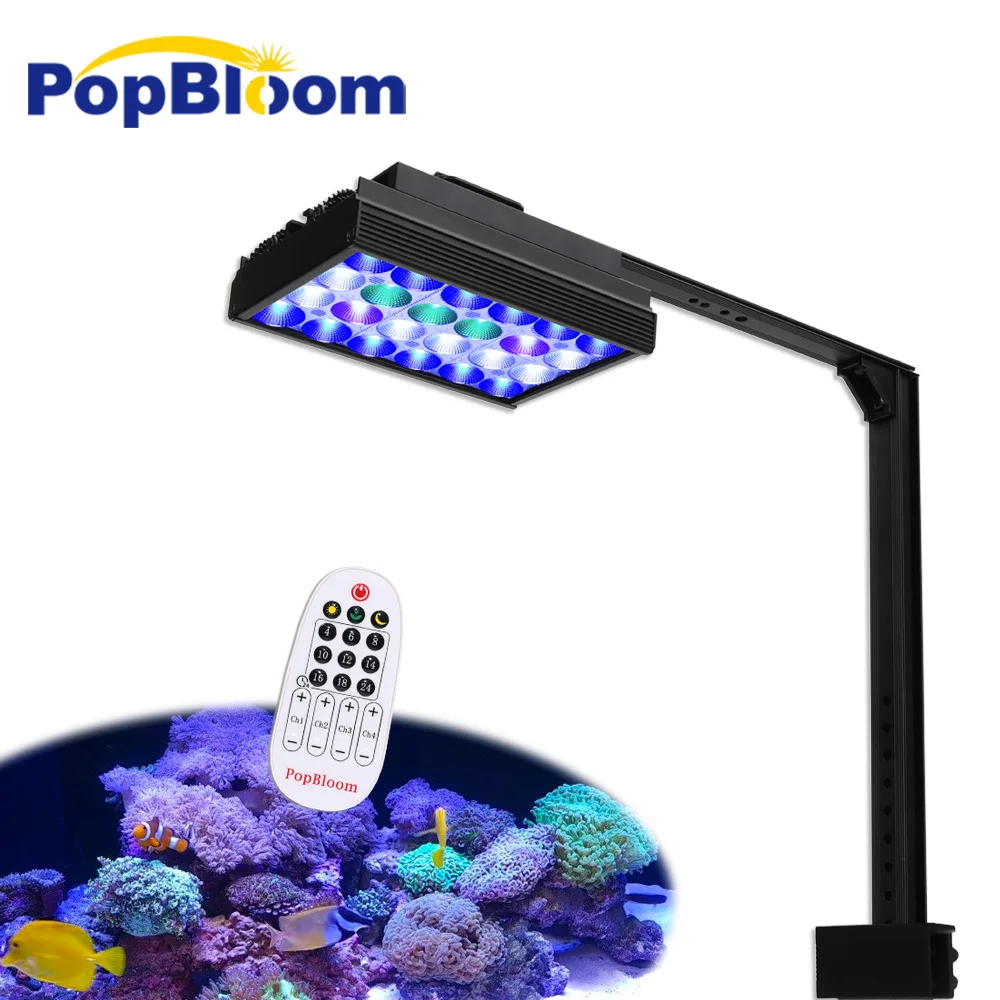 

PopBloom-Dimmanle Marine LED Aquarium Lamp,Aquarium Reef Lighting with Timer for Seawater Fish Tank Light,Sunrise,Sunset,40-60cm