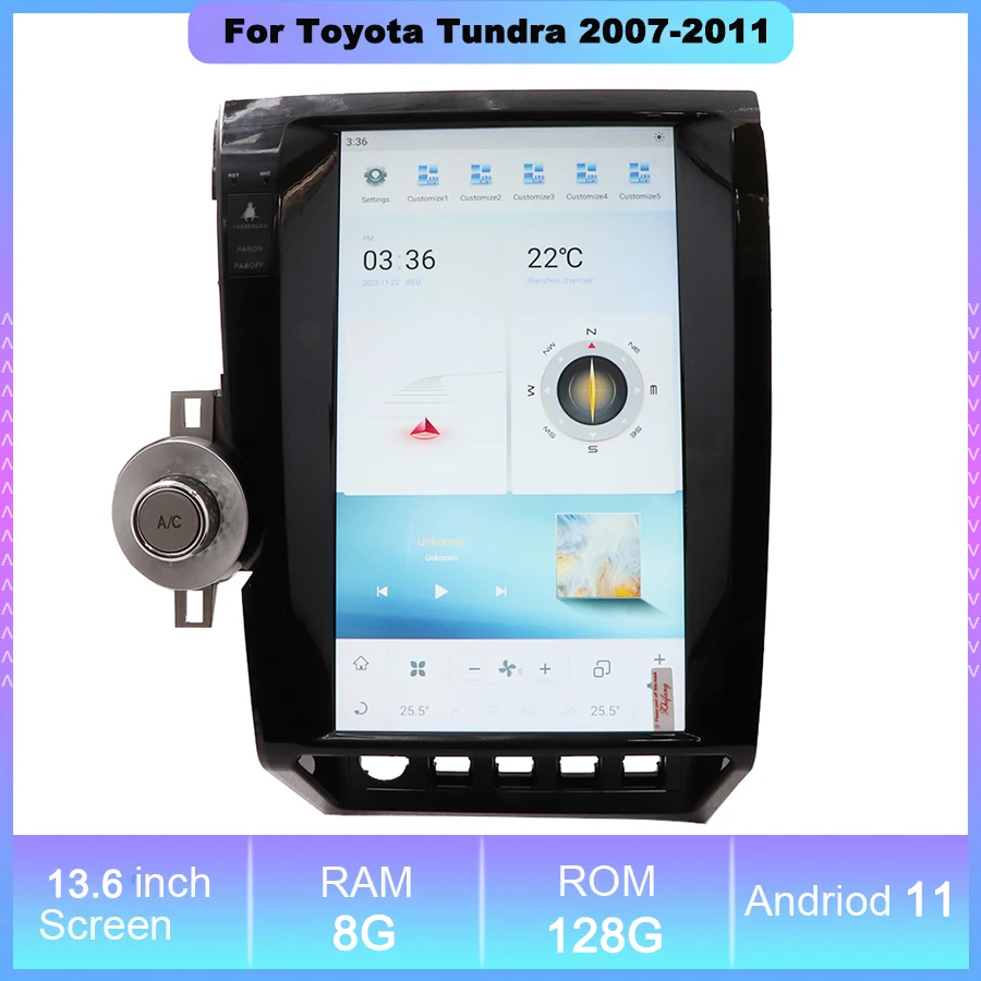 

13.6'' Android 11 Car Radio Player For Toyota Tundra 2007-2011 Auto Stereo Multimedia Navigation GPS Monitor Headunit Screen